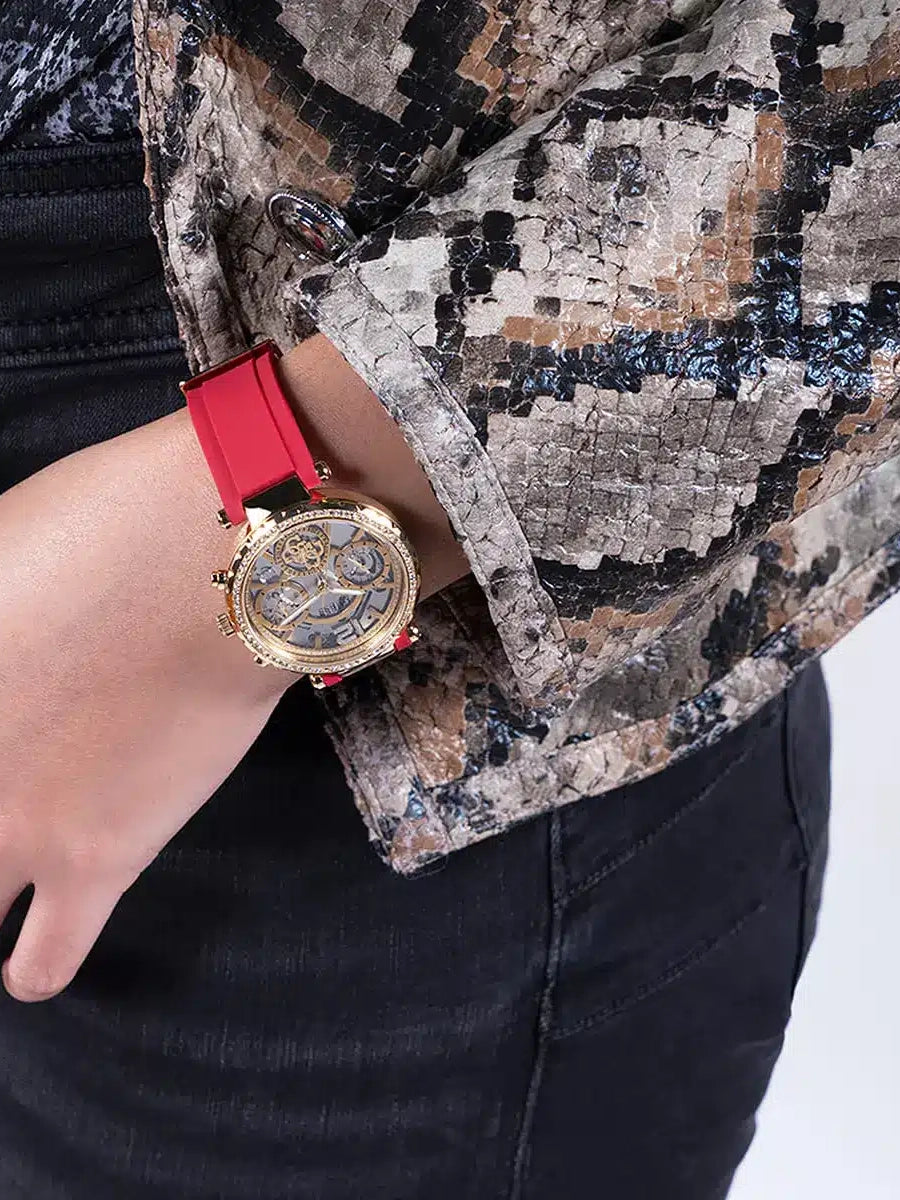 Montre multifonctions Guess Solstice à cadran rond doré pour femme